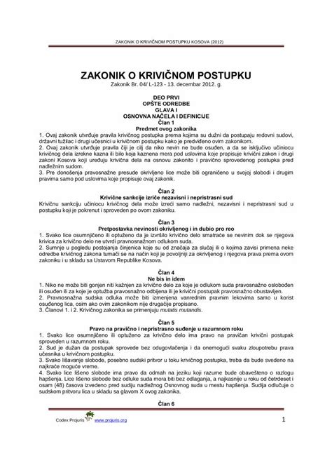 Pdf Zakonik O KriviČnom Postupku Kosova 2012zakoni