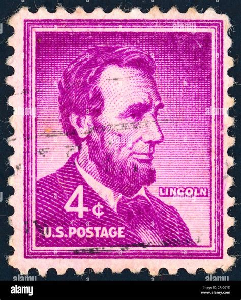 Abraham Lincoln 1809 1865 Postage Stamp Issued In The US In 1954