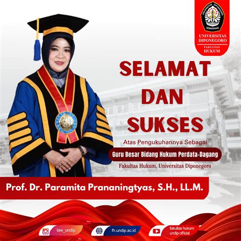 Pengukuhan Prof Paramita Sebagai Guru Besar Fh Undip Fakultas Hukum