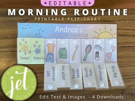 Editable Morning Routine Chart Printable Folding Flip Chart Etsy Uk