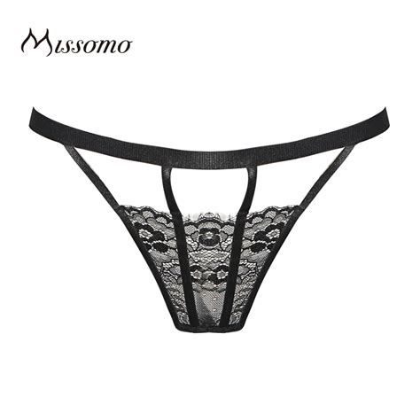 Missomo 2018 New Fashion Women Black Sexy Lace Semi Sheer Underwear Tirim Breathable Nets Soft