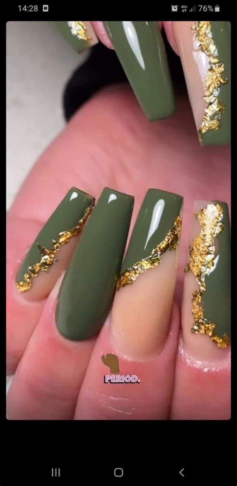 Pin By Melanie Desmarais On Nail Art In 2024 Green Acrylic Nails Green Nails Olive Nails