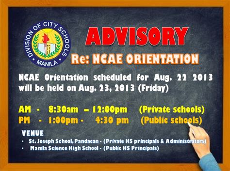 Department Of Education Manila Advisory Ncae Orientation