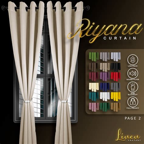 Pg2 RIYANA Semi Blackout Curtain Plain Langsir Tingkap Murah