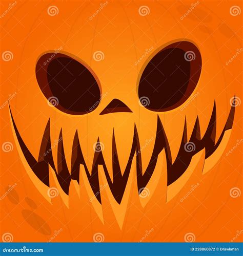 Cartoon Funny Halloween Pumpkin Head With Scary Face Expression Vector