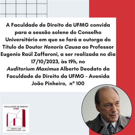 Faculdade De Direito Da Ufmg Divulga O Convite Sess O Solene