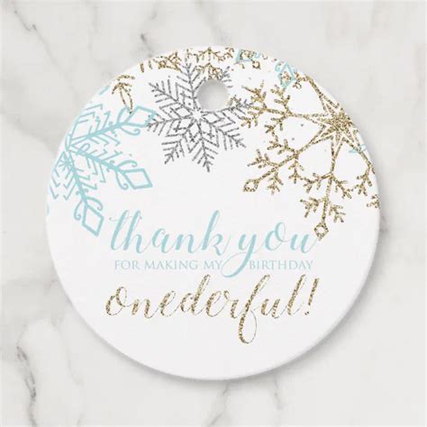 Winter Onederland Thank You Tag Blue Snowflake Zazzle