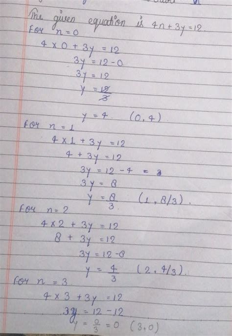 Find Three Solution Of Equation 4x 3y 12