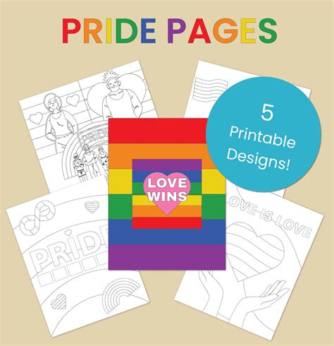 Pride Coloring Pages Pack Of 5 Digital Etsy