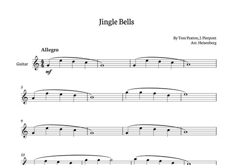 Jingle Bells Classical Guitar Arr Heisenberg By J Pierpont Sheet