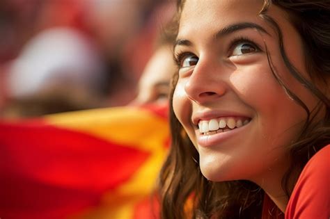 Premium Ai Image Spanish Female Soccer Fans In A World Cup Stadium