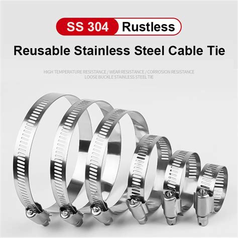 China 304 Stainless Steel Throat Band Cable Tie Width 12MM Tube Fixing Screw Reusable Returnable ...