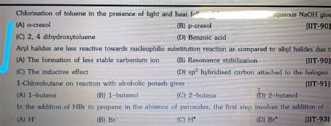 Chlorination Of Toluene In The Presence Of Light And Heat Fo Filo