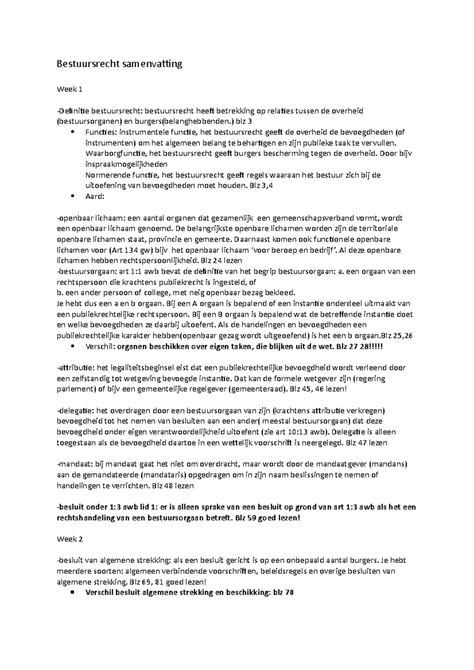 Bestuursrecht Samenvatting Bestuursrecht Samenvatting Week 1