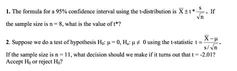 Solved If 1 The Formula For A 95 Confidence Interval Using