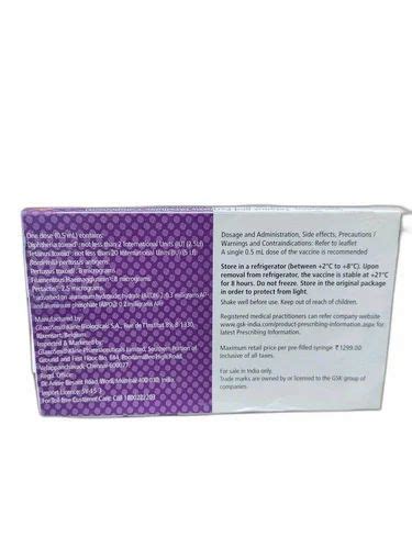 Boostrix Liquid Diphtheria Tetanus Pertussis Vaccine, GSK, 0.5 ml / Dose at Rs 1299/piece in ...