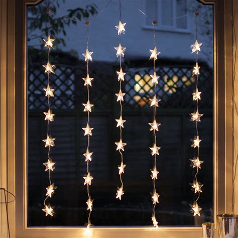 40 Warm White Led Star Curtain Light Uk