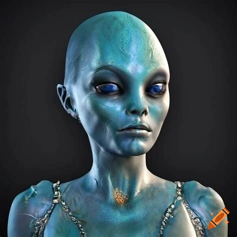 Realistic Depiction Of An Alien Woman With Blue Skin And Golden Jewelry On Craiyon