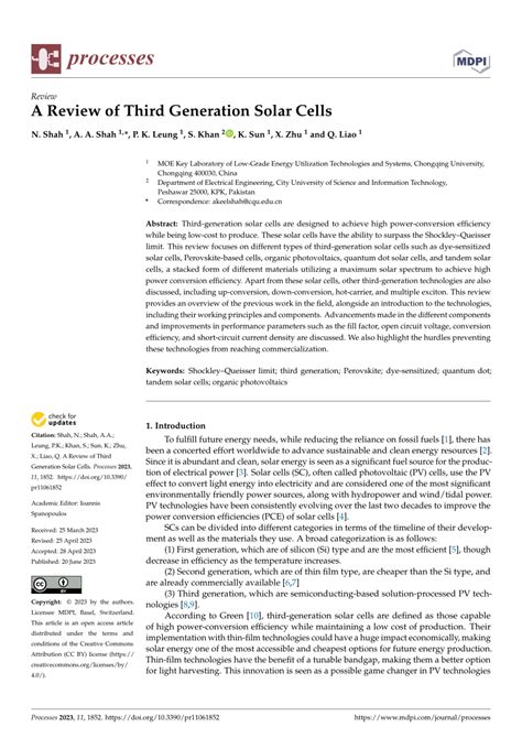 (PDF) A Review of Third Generation Solar Cells