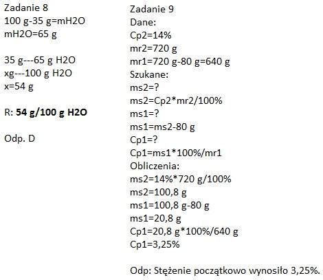 Zadania Chemia Podstawowa Klasa Liceum Dzia Roztwory