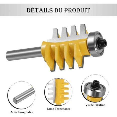 Ahlsen 8 mm Shank Rail Finger réversible Joint Router Colle Bit cône