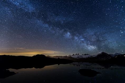 Landscape Night Galaxy Sky Stars Milky Way Moonlight Atmosphere