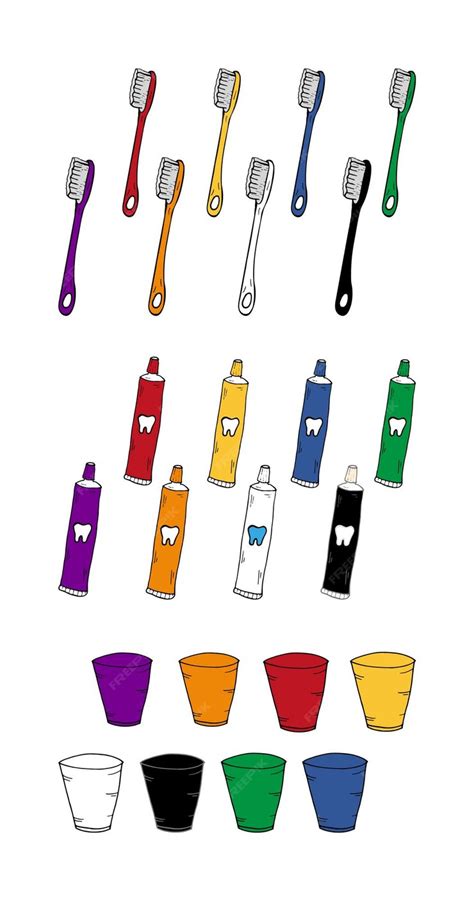 Premium Vector Toothbrushes Toothpaste Mouthwash Colorful Vector