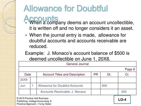 Allowance For Doubtful Debts Chapter 8 Reporting And Interpreting Receivables Bad Debt