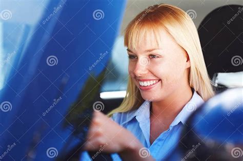 Smile Happy Woman And Driving Car For Road Trip With Journey Solo