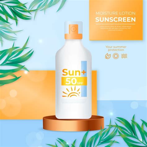 Realistic Sunscreen Ad Concept Free Vector