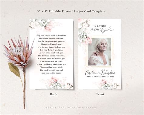 Editable Funeral Prayer Card Template Printable Memorial Prayer Card Template Funeral Prayer