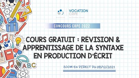 Crpe R Vision Et Apprentissage De La Syntaxe En Production D