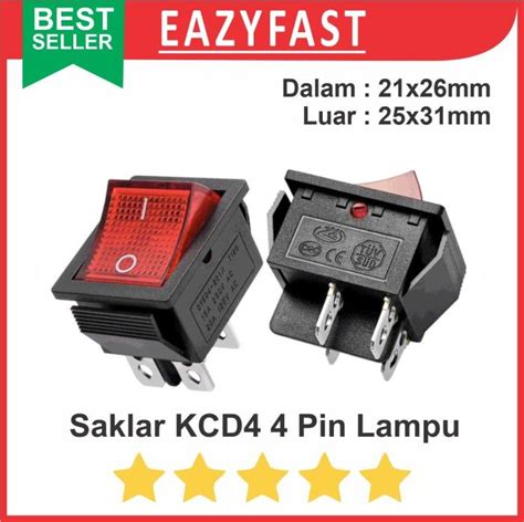 Saklar Rocker Switch Besar X Lampu Kcd Pin Kaki P V Ac