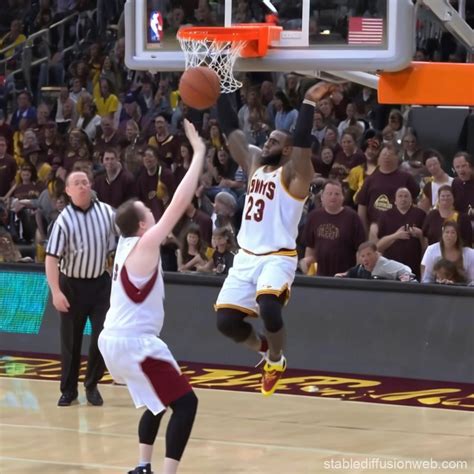Lebron James Dunking Scene Stable Diffusion Online