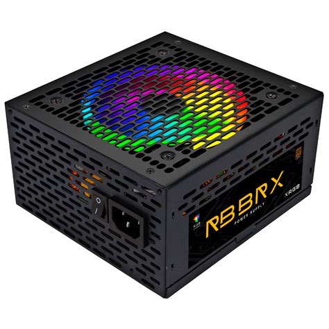 Fonte Gamer Rgb Brx Rainbow 500w 80 Plus Bivolt Automática Pfc Ativo