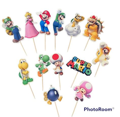 Super Mario Bros Cupcake Topper Super Mario Cupcake Topper Etsy