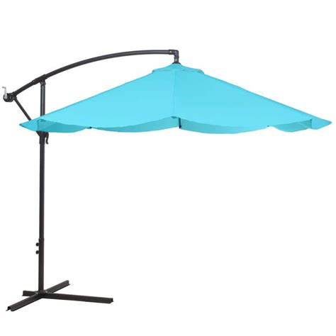 Pure Garden 10 Ft Aluminum Offset Hanging Patio Umbrella With Easy Crank Lift In Blue M150008