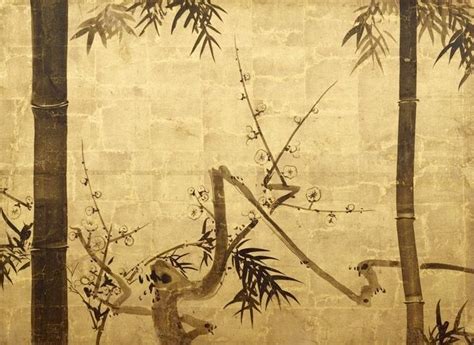 Detail Bamboo and Plum Tree By 尾形光琳 Ogata Korin 獺祭書屋 Japanese