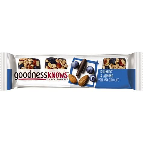 Goodnessknows Blueberry Almond And Dark Chocolate Snack Square Bars