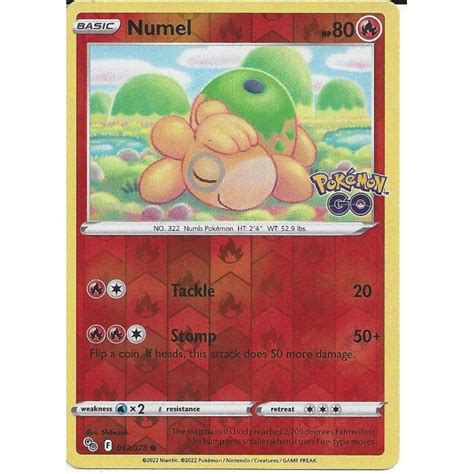 Pokemon Trading Card Game 013078 Numel Common Reverse Holo Card Pokemon Go Trading Card