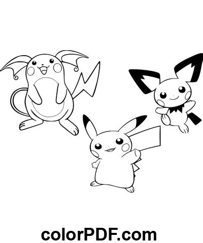 Pichu Pikachu Raichu Pokemons P Ginas Para Colorir E Livros Em Pdf