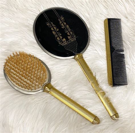 Antique Vanity Set Retro 1930s Art Deco Hand Mirror Comb