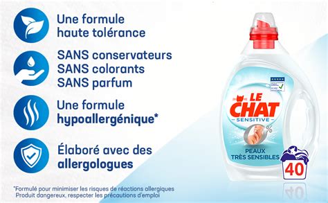 Le Chat Sensitive 0 Lessive Liquide Hypoallergénique 40 Lavages