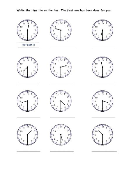 Telling Time To Half Hour Worksheets 16 Telling Time To The