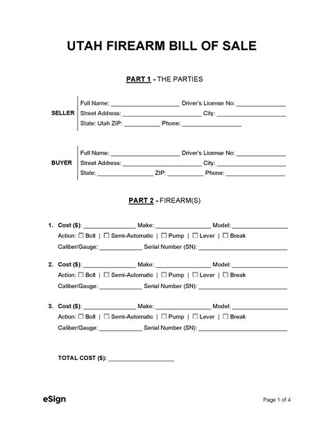 Free Utah Firearm Bill Of Sale Form Pdf Word Doc Hot Sex Picture