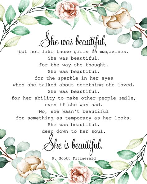 She Was Beautiful F Scott Fitzgerald Quote Greeting Card By The