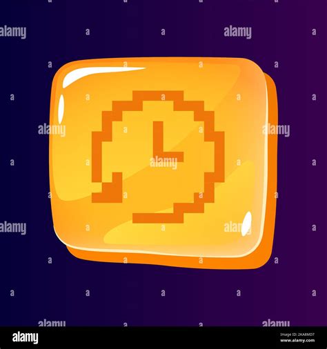 Timer Update Glossy Ui Button With Pixelated Icon Stock Vector Image