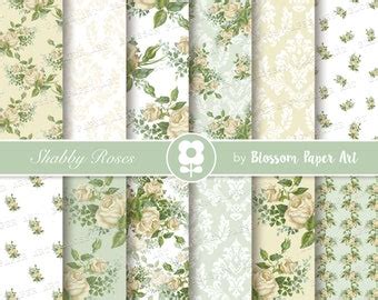 Digital Paper Pack Roses And Wood Vintage Floral Etsy De