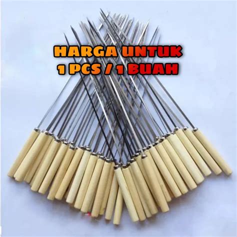 Jual Alat Tusuk Sate Stainless Pemanggang Bbq Besi Skewer Cm Tusukan