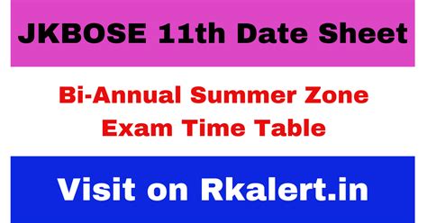 JKBOSE 11th Date Sheet 2025 New Exam Date PDF Soft Hard Zone